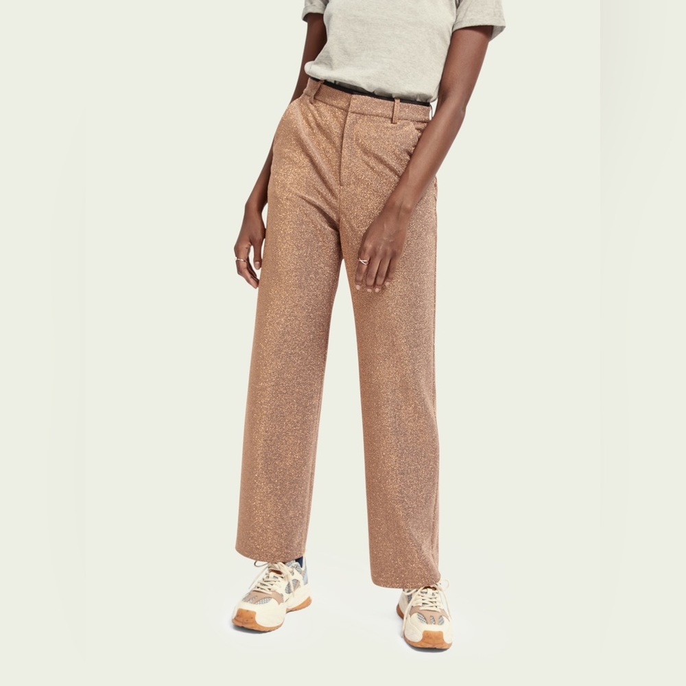 Scotch & Soda Wide Leg Stretch Metallic Pants
